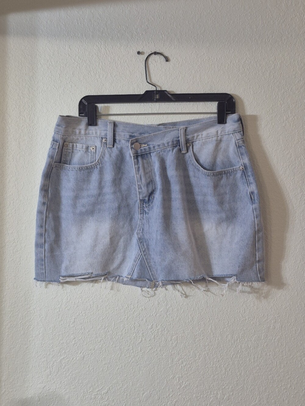 Fashion Nova Light Blue Distressed Denim Mini Skirt